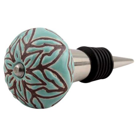 Amarylis Floral Etched Ceramic Wine Stopper